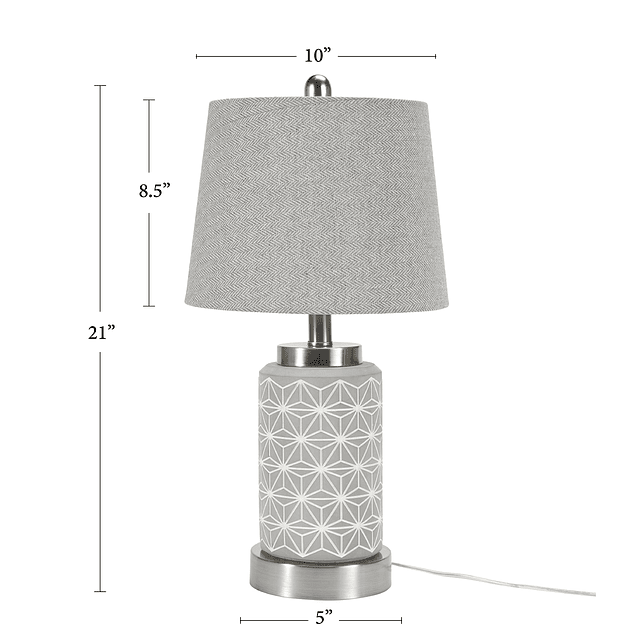 Lámpara de mesa de hormigón estampada de 21", para dormitori