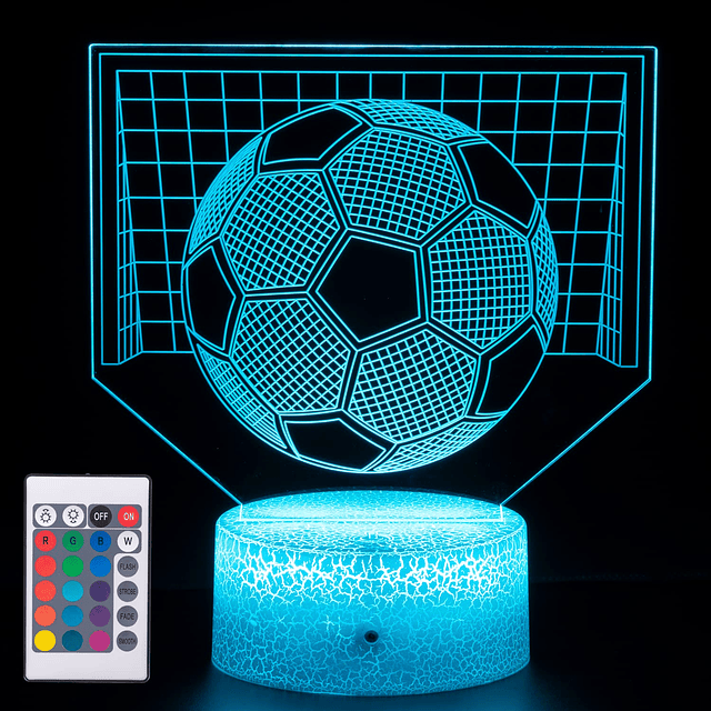 Luz nocturna de fútbol para niños Lámpara LED de ilusión 3D,