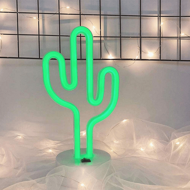 Letreros de neón con forma de cactus LED, luz con base de so