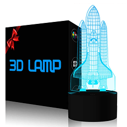 Rocket Night Light Lámpara de ilusión 3D LED Space Shuttle N