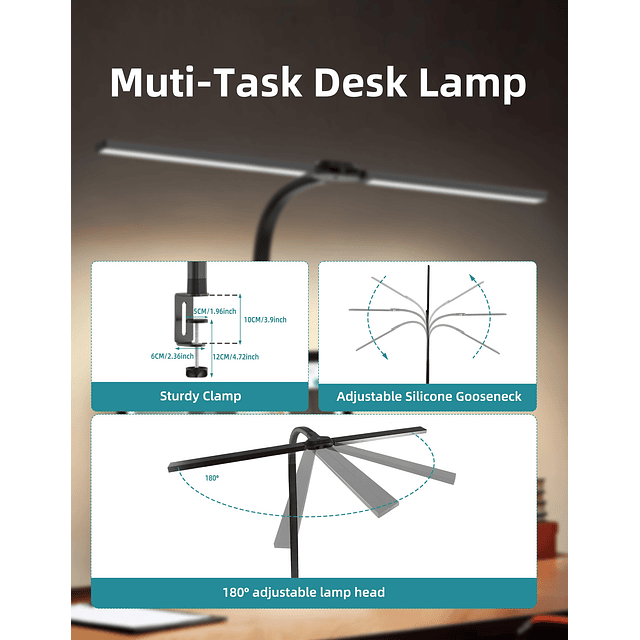 Lámpara de escritorio LED con abrazadera para oficina en cas