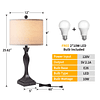 Juego de 2 lámparas de mesa para mesita de noche de 25,6 pul