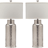 SAFAVIEH Lighting Collection Botella de vidrio plateada, 30