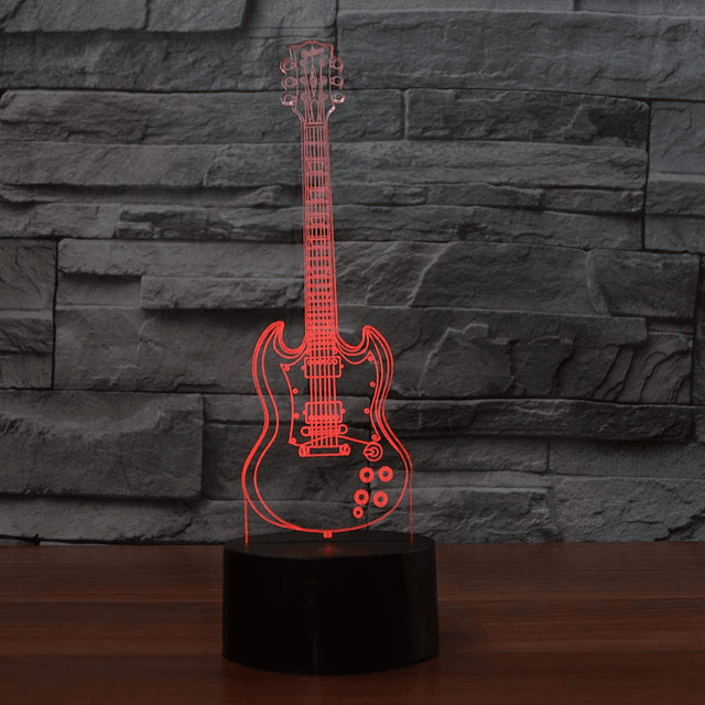 Novedad 3D Guitarra LED Luz nocturna Control remoto Mesa tác