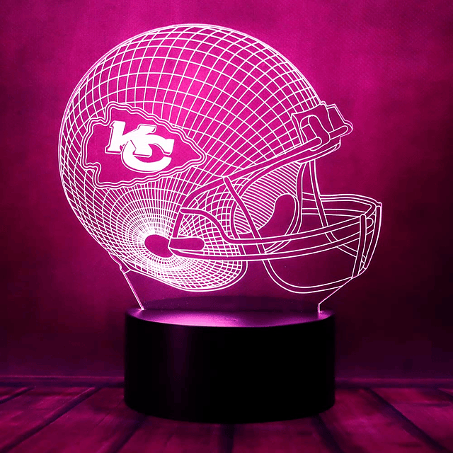 Lindo Chiefs casco de fútbol 3D LED visual luz nocturna para