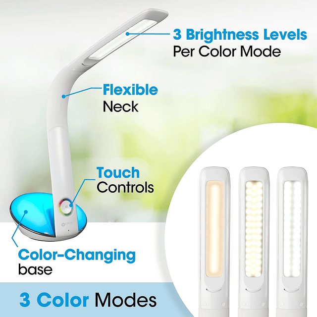 Lámpara de escritorio LED con base que cambia de color