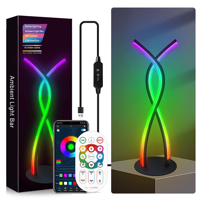 Lámpara de mesa LED X moderna, lámpara de mesa Dreamcolor RG