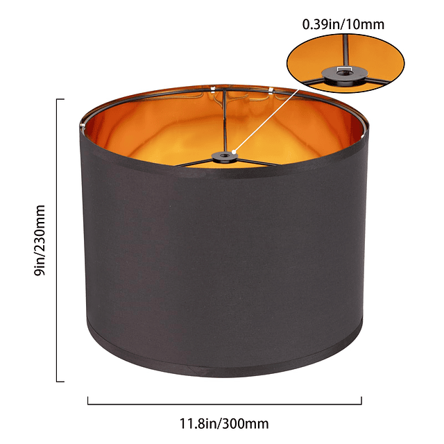 Duoerwo Pantallas de lámpara de Tambor Grande de Granja Negr