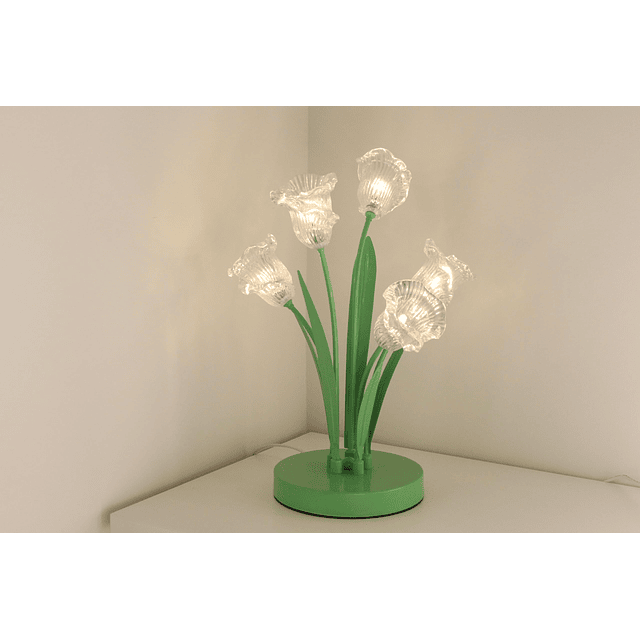 Lámpara de mesa minimalista con flores vintage, tulipán verd