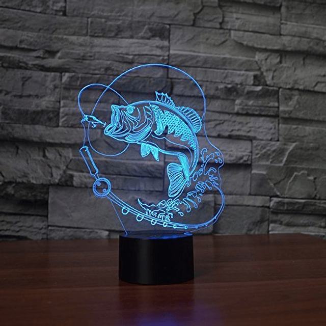 3D Pesca Pescado Luz Nocturna Lámpara Ilusión Luz Nocturna 7