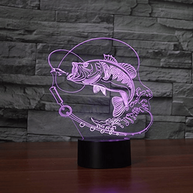 3D Pesca Pescado Luz Nocturna Lámpara Ilusión Luz Nocturna 7