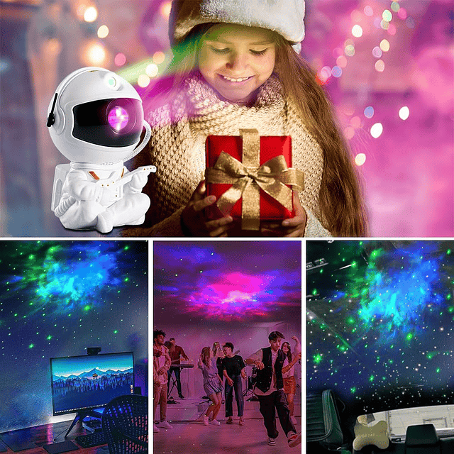 Proyector Astronaut Star Space Galaxy, 7 colores USB LED luc