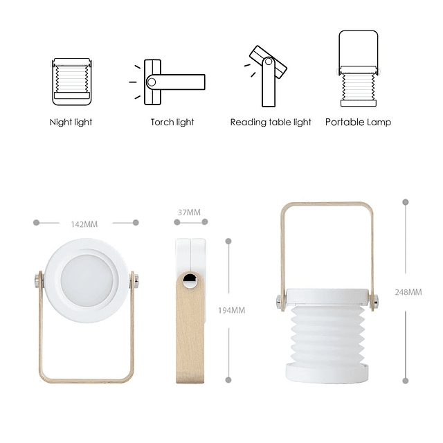 Linterna de camping LED plegable recargable para cortes de e