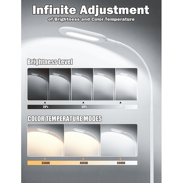 Lámpara de pie LED, CRI 95+ Lámparas de pie brillantes para
