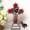 L10935 Rose Cross Tiffany estilo vitral acento lámpara de me