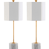 SAFAVIEH Lighting Collection Magdalene White Marble/Gold Lea