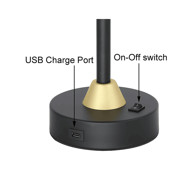 Lámpara de mesa moderna de mediados de siglo con puerto USB