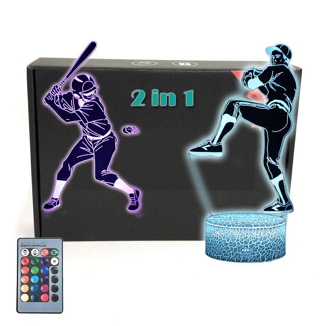 TriPro Jugador de Béisbol 3D Ilusión LED Lámpara de Escritor