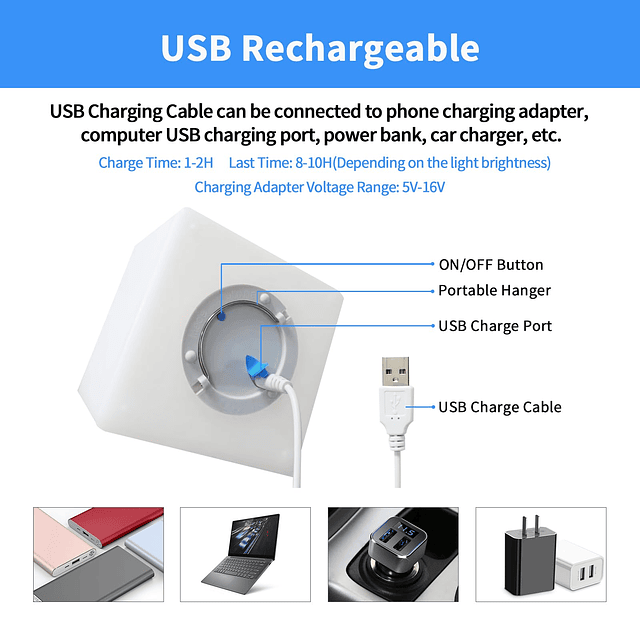 Luz de cubo LED, luz nocturna inalámbrica de 4 pulgadas para