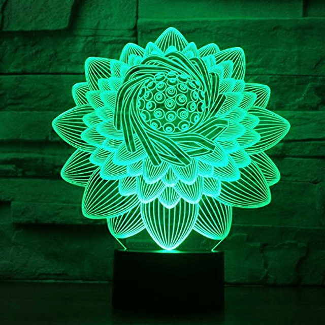 3D Nueva lámpara de flor de loto Luz nocturna Control remoto