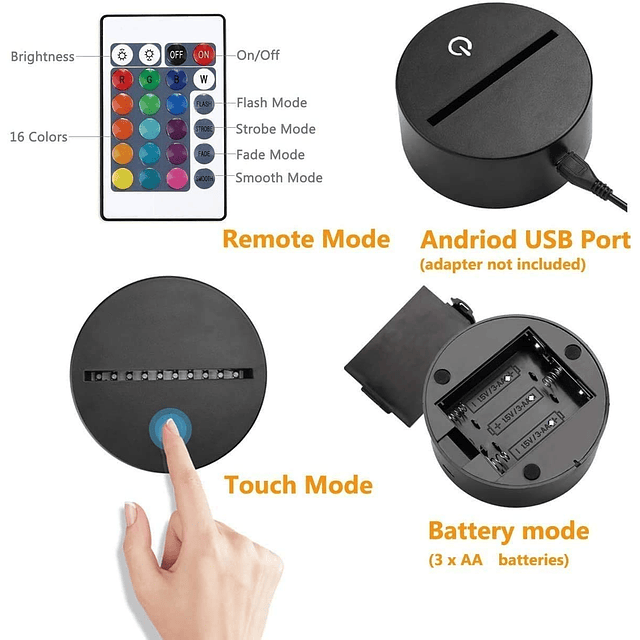 3D Nueva lámpara de flor de loto Luz nocturna Control remoto