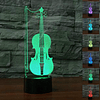 3D Violín Guitarra Luz Nocturna Lámpara LED Ilusión 7 Cambio