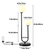 Lámpara de mesa negra en forma de U con 2 luces, lámpara de