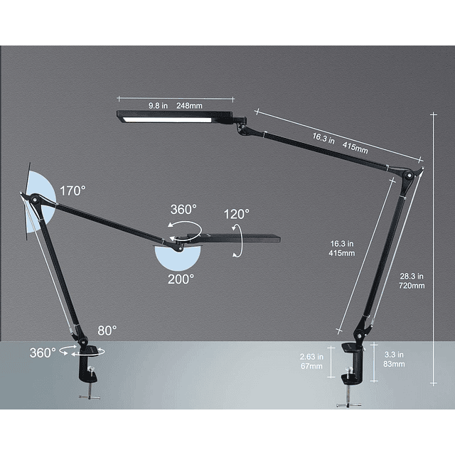 LK-3 Lámpara de escritorio/lámpara de mesa LED con brazo osc