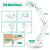 Lupa 10X con luz y soporte, lámpara de aumento LED 2 en 1, l