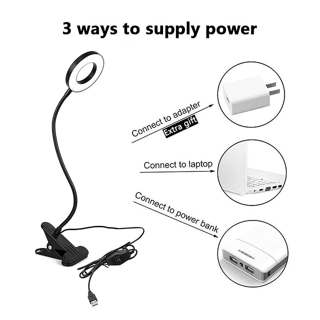 DINGLILIGHTING DLLT LED USB luz de lectura clip lámpara port