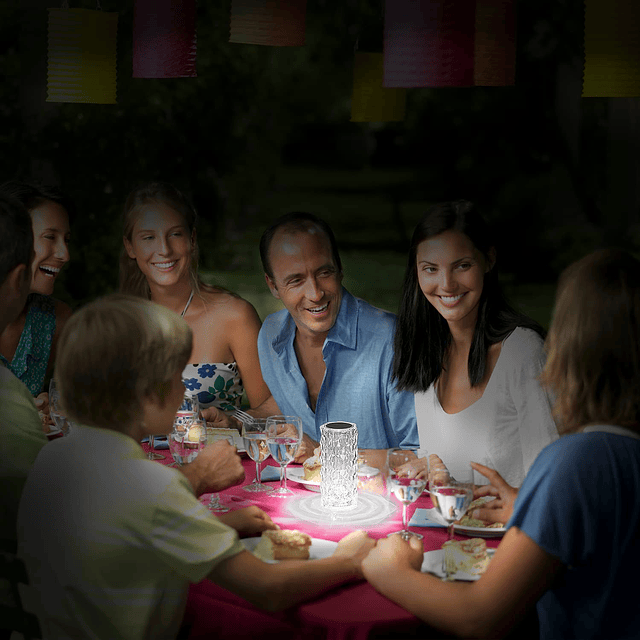 Lámpara de mesa recargable con sombra de rosas, control táct