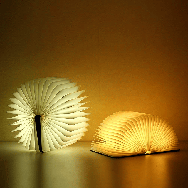 Lámpara de libro de madera, luz nocturna LED novedosa, luces