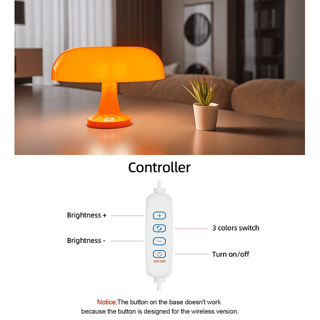 Lámpara de noche naranja para mesita de noche de dormitorio,