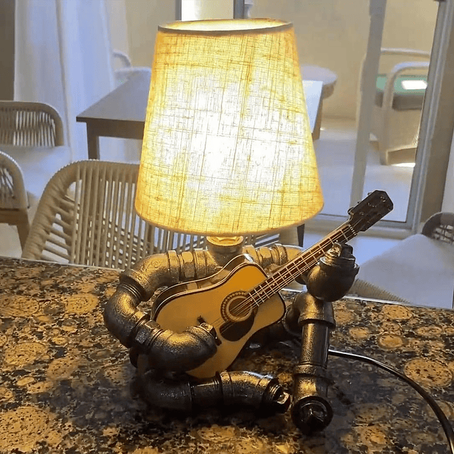 Lámpara de Mesa de Guitarra Steampunk, lámpara de Escritorio