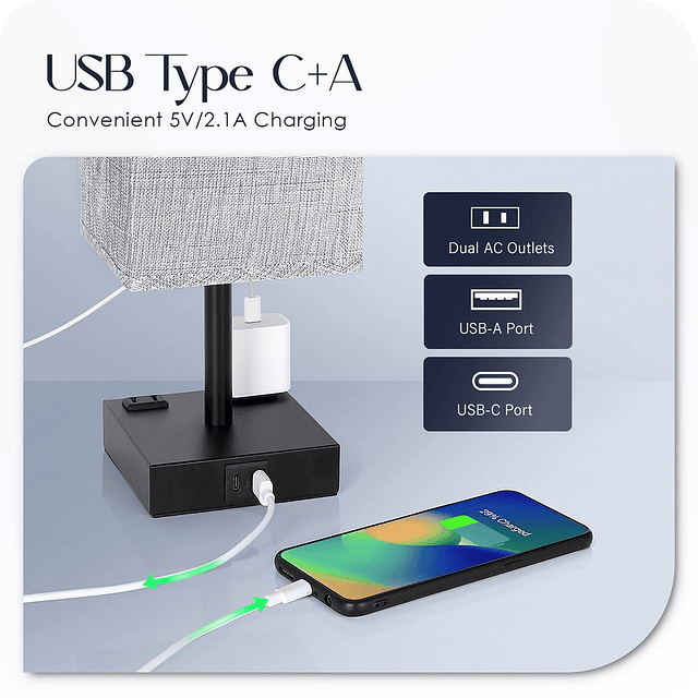 Juego de 2 lámparas de mesita de noche – Lámpara táctil para
