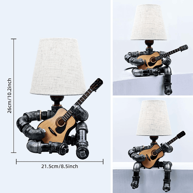 Lámpara de Mesa de Guitarra Steampunk, lámpara de Escritorio