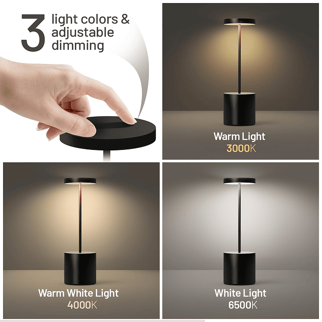 Pack de 2 lámparas de mesa LED recargables, inalámbricas, lá