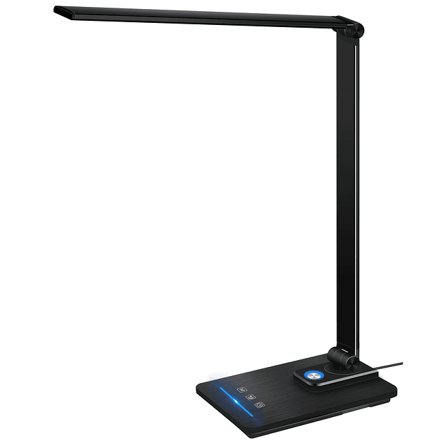 Lámpara de Escritorio LED, Lámpara de Mesa Moderna Negra, Re