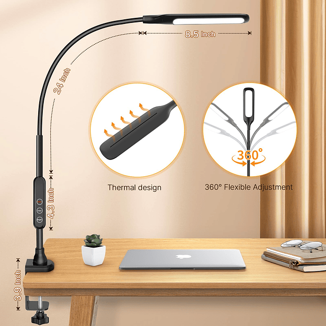 Lámpara de escritorio LED con abrazadera, lámparas de escrit