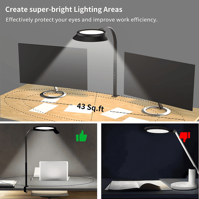 Lámpara de escritorio LED, protección para los ojos, luz de