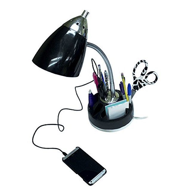 LD1015-BLK Flossy Organizer Lámpara de escritorio con toma d