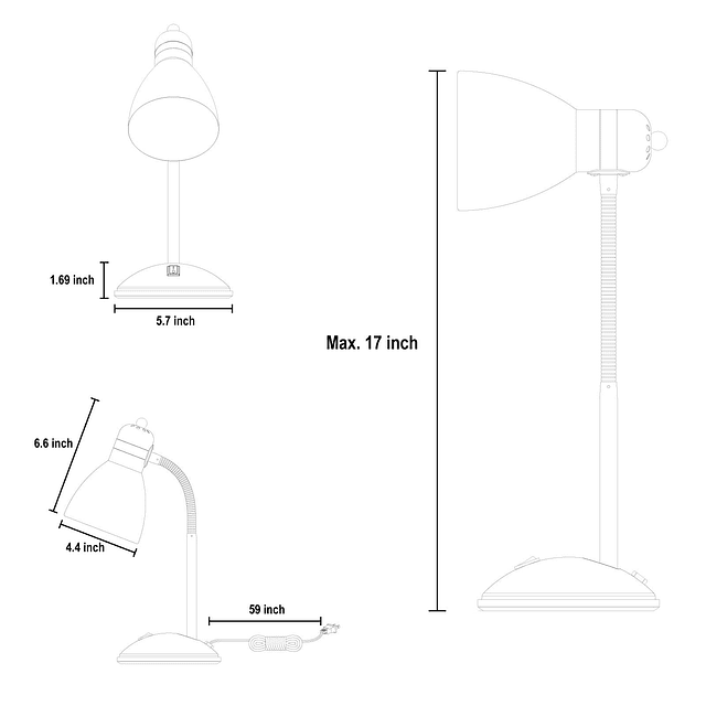 Lámpara de escritorio con cuello de cisne flexible, lámpara