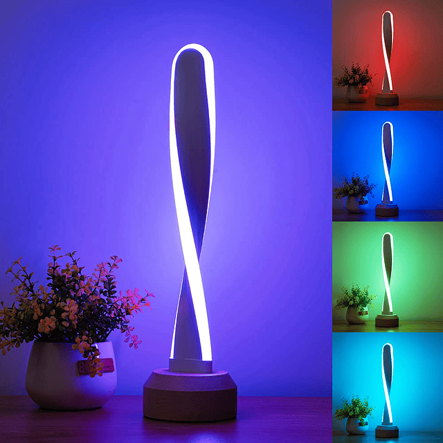 Lámpara de escritorio moderna RGB de madera/lámpara de noche