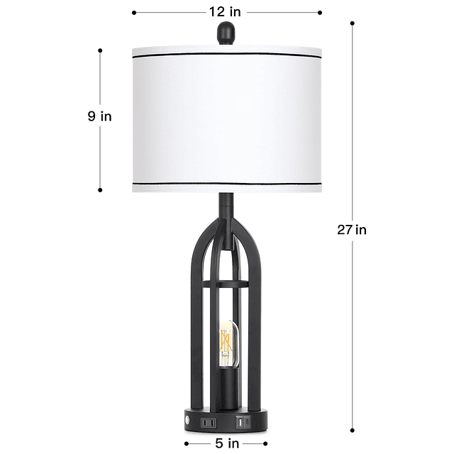 Lámpara de mesa de 27 pulgadas de alto para sala de estar, j