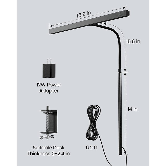 Lámpara de escritorio LED para oficina en casa, luz de escri