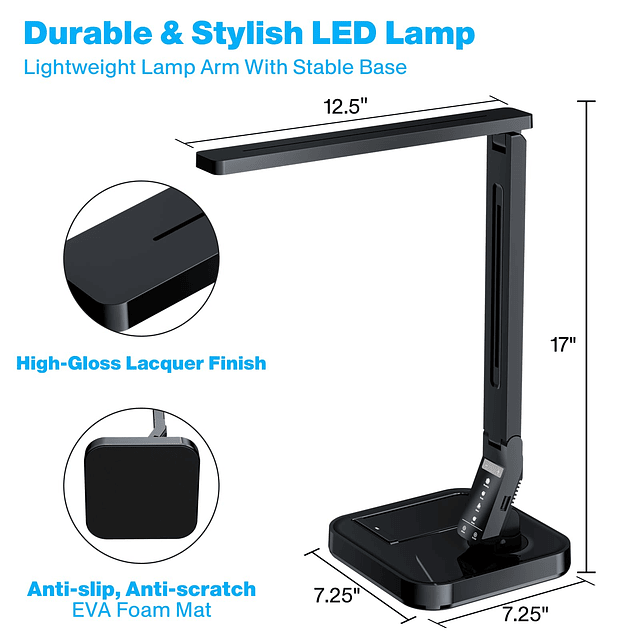 Lámpara de escritorio LED, cargador inalámbrico vertical pat