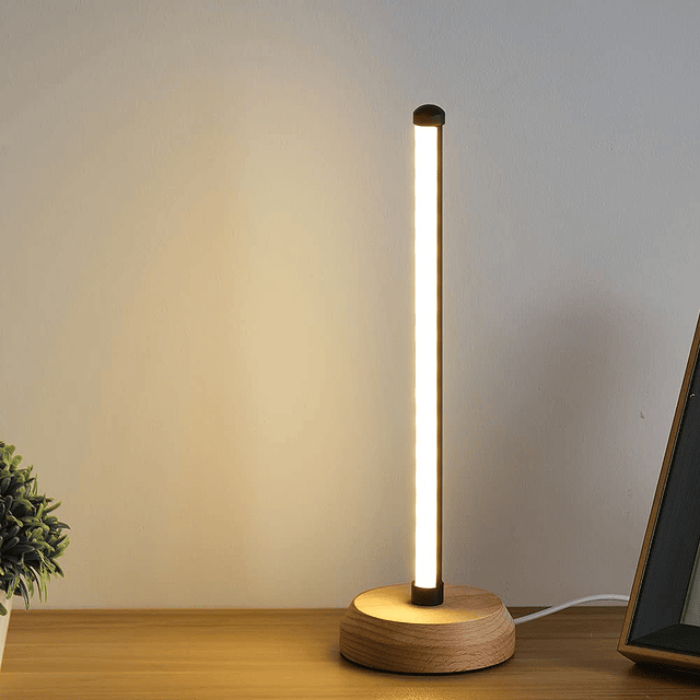 Lámpara de mesa LED moderna de madera, lámpara de noche con