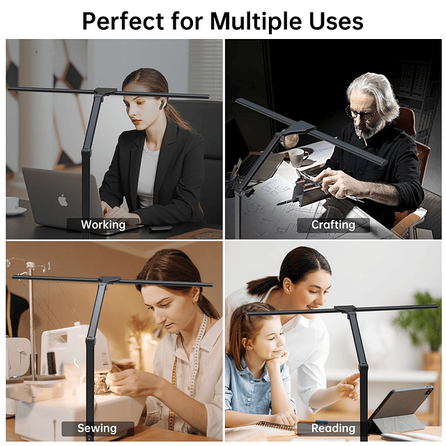 Lámpara de escritorio LED para oficina en casa, luz de lectu