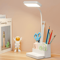 Pequeña lámpara de escritorio LED con soporte para bolígrafo