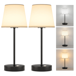 Paquete de 2 lámparas de mesa LED inalámbricas, lámpara de e